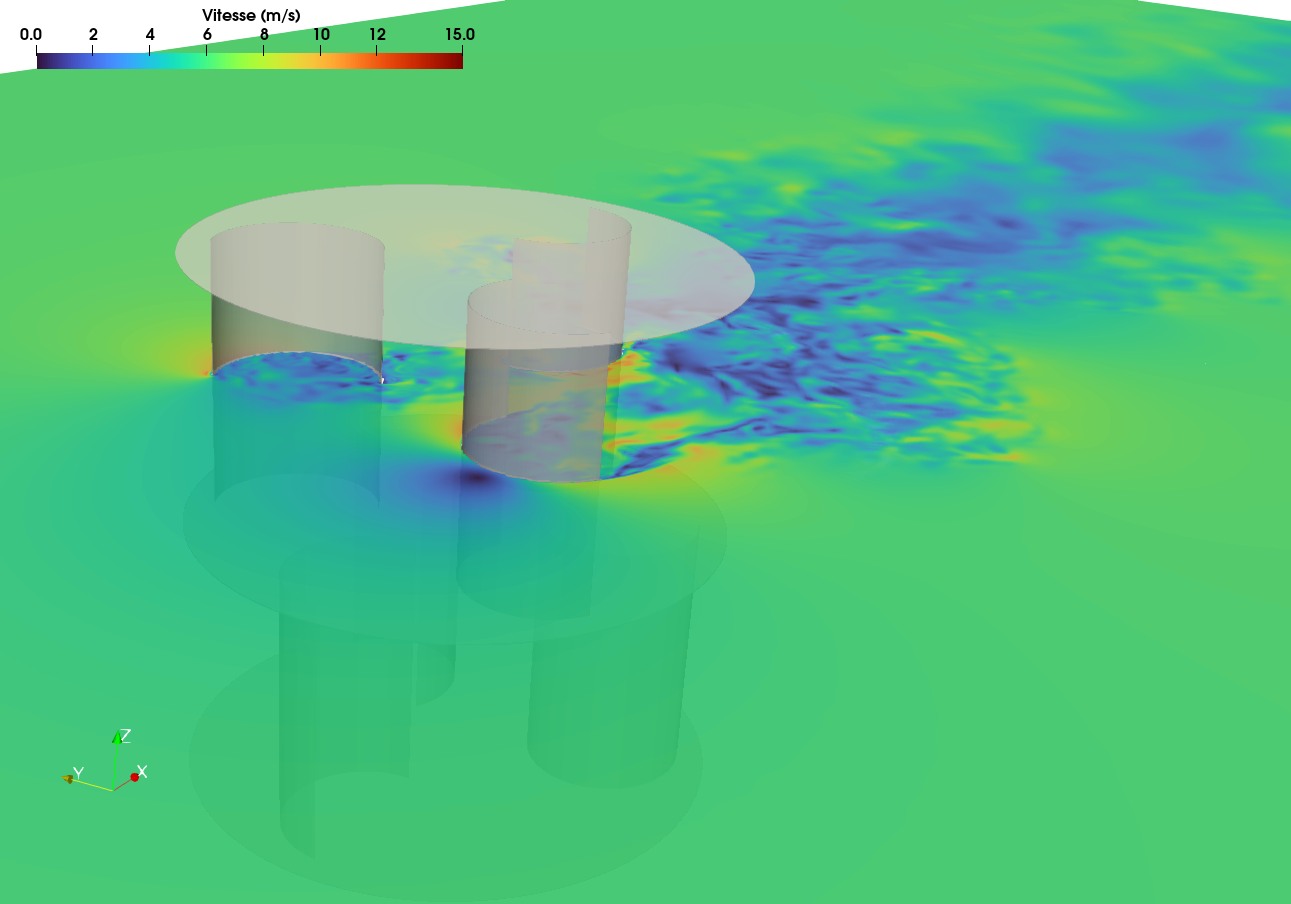 Flow visualization around BlueNRG turbine modules